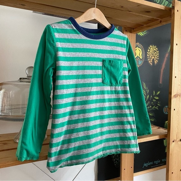 Mini Boden Green Snail Race Stripe Reversible Long Sleeve Shirt - Picture 11 of 15